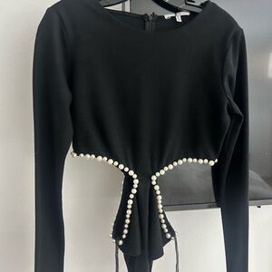 NEVER worn insanely adorable cut out jumpsuit with pearls.